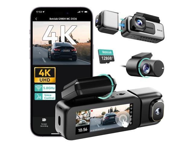 G980H 4K 3-Channel Dash Cam Front Rear Inside, 360° Full Coverage, 3.18' Touch Screen, Free 128GB Card, 24/7 Parking Mode with Sentry & Time-Lapse,.
