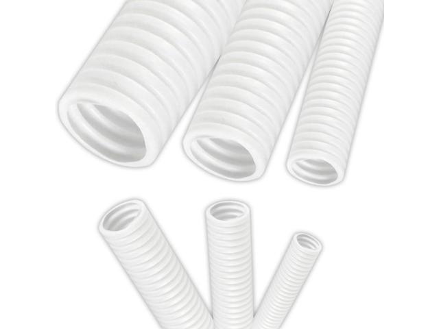1.5' Polypropylene Non-Slit Wire Loom Corrugated Flexible Conduit - 25 Feet - White