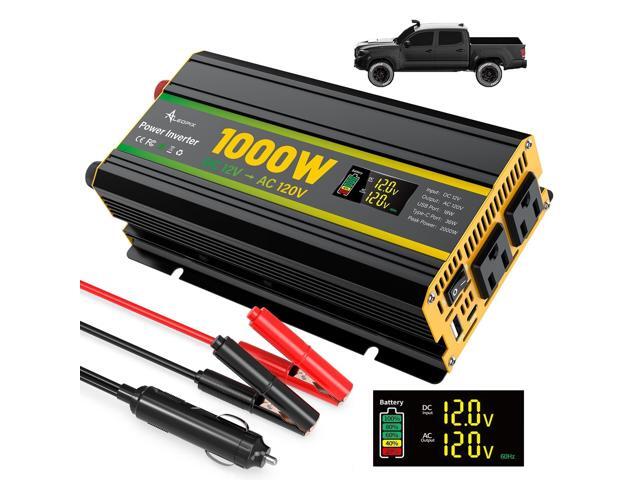 1000W Power Inverter 12V to 110V for Vehicles/Truck/Car/Laptop, 1000 Watt Car Power Inverter with Cigarette Lighter/LED Display/100A Battery.