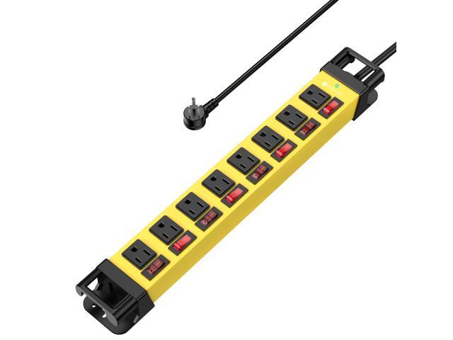 Power Strip with Individual Switches - 8 Outlet Heavy Duty Power Strip with Cord Manager,1200J Surge Protector Home Office Garage Industrial Workbench
