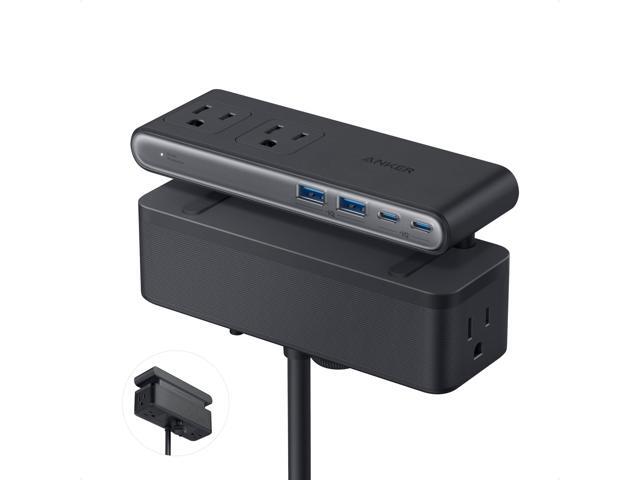 Nano Power Strip, Desk Clamp with 1500J Surge Protector, 5ft Extension Cord, 70W Max Gaming Desk Accessories, 6 AC, 2 USB A, 2 USB C, Home Office...