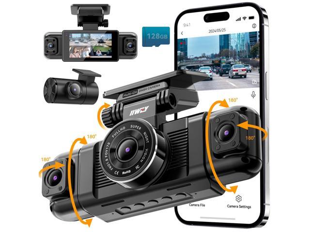N5 4 Channel Dash Cam 360° View, 1080P Front and Rear Inside, Left Right Dash Camera for Cars, 8 IR Lamps Night Vision, 5G WiFi & APP Control,.