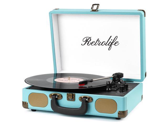 Record Player with Speakers 3-Speed Bluetooth Suitcase Portable Vinyl Record Player Belt-Driven RCA Line Out AUX in Headphone Jack Vinyl Vintage.