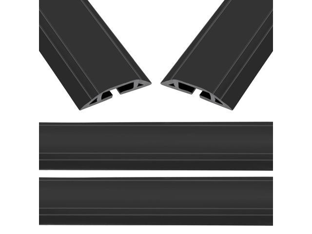 10 ft Floor Cord Cover Heavy Duty Cable Protector, Easy to Unroll, Prevent Trip Hazard for Home Office or Outdoor Settings (Black - 2pcs)