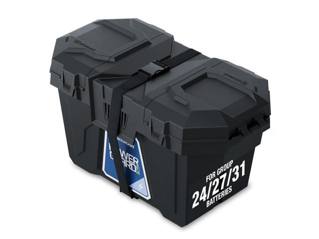 PowerGuard Pro Marine Grade Weather Resistant Battery Box Designed for Marine, RV, Camping, Solar and More 24/27 Series Batteries, 9070-7,Black