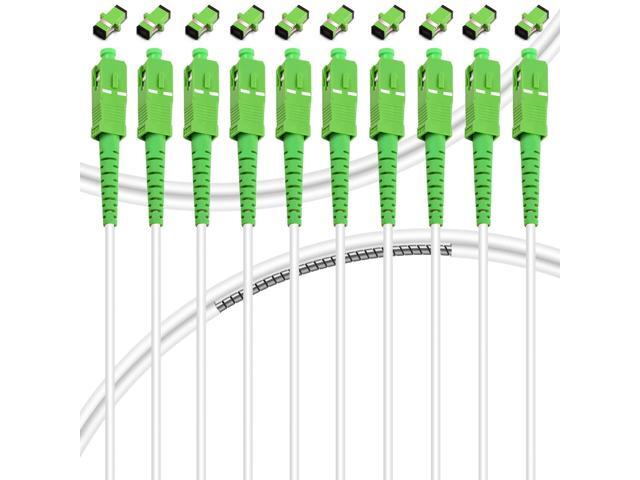 10Pack - 1m SC/APC to SC/APC Fiber Optic Internet Cable, Armored Single Mode Patch Cable, Fiber Optic Jumper Optical Patch Cord - SIMPLEX - 9/125um.