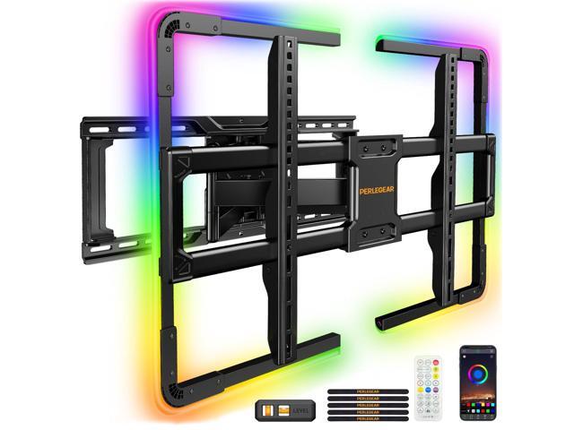 AuraFrame Pre-Assembled TV Wall Mount with LED Light for 4290 TVs up to 150 lbs, Full Motion Wall Mount, Tilt, Swivel & Extension, TV Backlights.