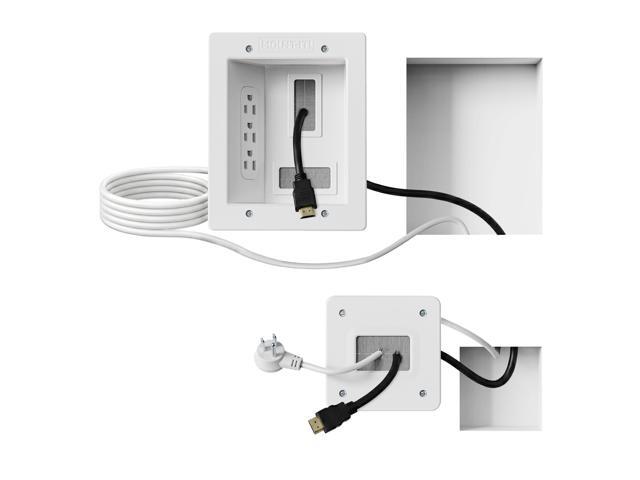 in-Wall TV Cable Concealer Kit with Recessed Power Triple Outlet, 9ft Cord, and Hand Saw Easy, Safe Cable Management for Organized TV and Home.