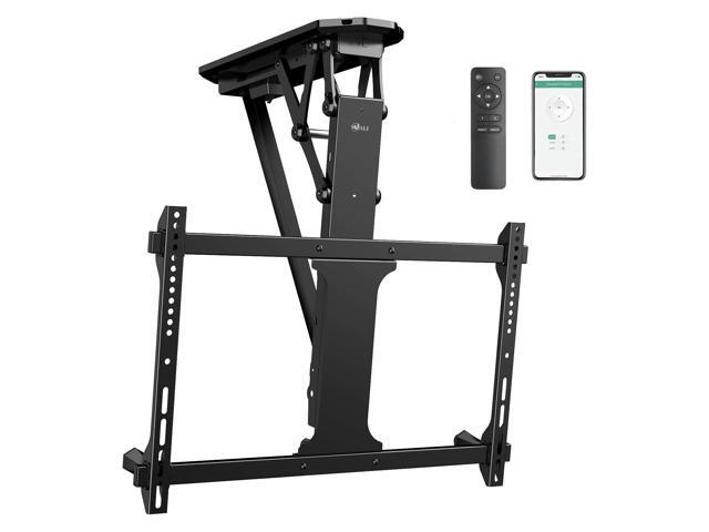 Motorized Ceiling TV Mount with Remote, Electric Flip Down TV Bracket for 32 to 70 inch Flat and Curved Screen Up to 77 Lbs, Pitched Roof, Max.
