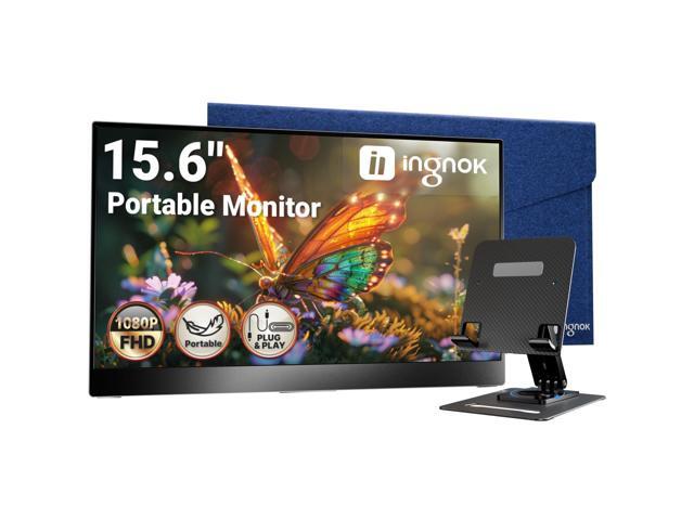 Portable Monitor, Ultra Slim 15.6 Inch FHD IPS Laptop Screen Extender with Adjustable Stand, USB C Compatible, Ideal for Travel and Office