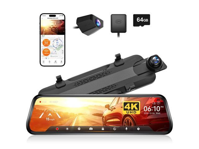 G930 10'' Rear View Mirror Camera with 5.8GHz WiFi, 4K Dash Cam Front and Rear with WDR, Touch Screen Rearview Mirror Backup Camera, Parking.