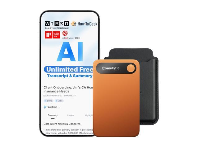Note Pro AI Voice Recorder, Unlimited Transcribe & Summarize, One Tap Recording Device with AI Note Taking, Support 113 Languages, 64GB, Audio.