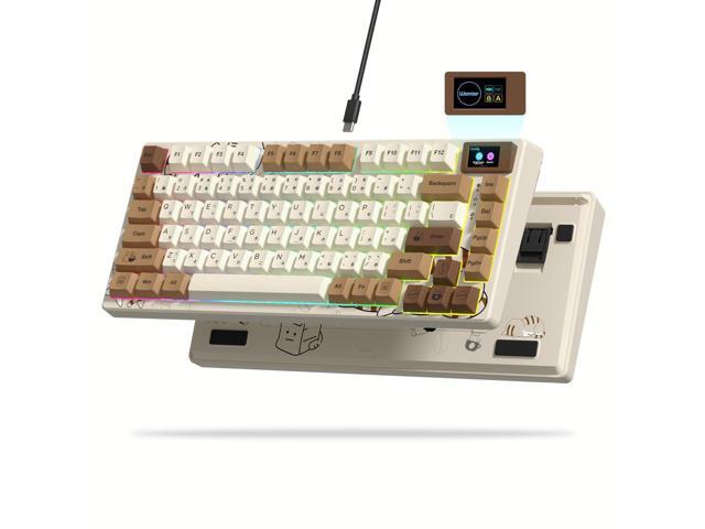 SK80 Retro 75% Keyboard with Color Multimedia Display Mechanical Gaming Keyboard, Hot Swappable Gasket Mount RGB Custom Key Board, Pre-lubed.