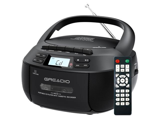 Boombox CD Player Cassette Player Combo, Boom Box Portable CD Players for Home with Bluetooth, Support AM FM Radio/Remote Control/AUX/USB/Earphone,.