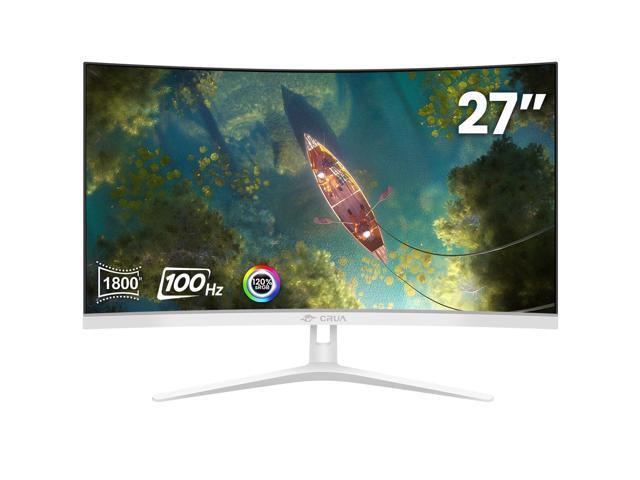 27' Curved White Monitor, Full HD(1920x1080P) VA Panel 1800R 100HZ 120% sRGB Professional Computer Monitors, 3Sides Frameless, Flicker-Less,Blue...