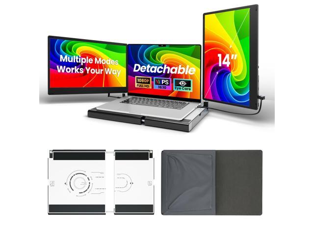 Laptop Screen Extender, 14' FHD 1080P Triple Portable Monitor for Laptops, Stretchable Base and Detachable Screen, Plug & Play, Monitor Extender...