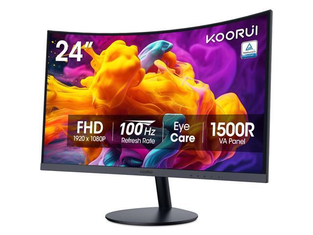 24 inch Curved Monitor, Full HD 1080P Curved Computer Monitor, 100Hz 1500R PC Screen, TÜV Rheinland Certified, HDMI VGA, Tilt Adjustment, LCD...