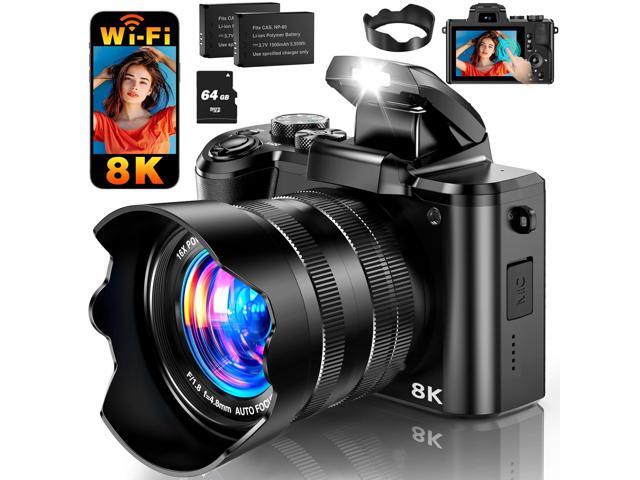 8K Digital Camera, 88MP WiFi Cameras for Photography with 3.2' Touchscreen, 16X Zoom Autofocus Professional Dual Camera, Anti-Shake, 2 Batteries,.