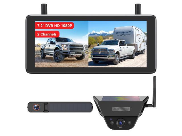 2 Solar Wireless Backup Camera System: 7.2 1080P HD Monitor, 3-Min Quick Installation for Wider Rear & Trailer View, IP69K Waterproof Back Up.
