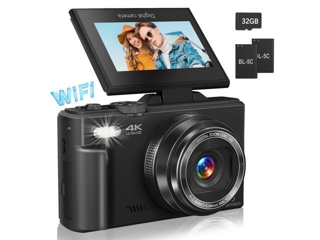 Digital Camera for Photography, 4K Vlogging Camera for YouTube 3' 180° Flip Screen 18X Digital Zoom Compact Retro Cameras with 32GB TF Card & 2.