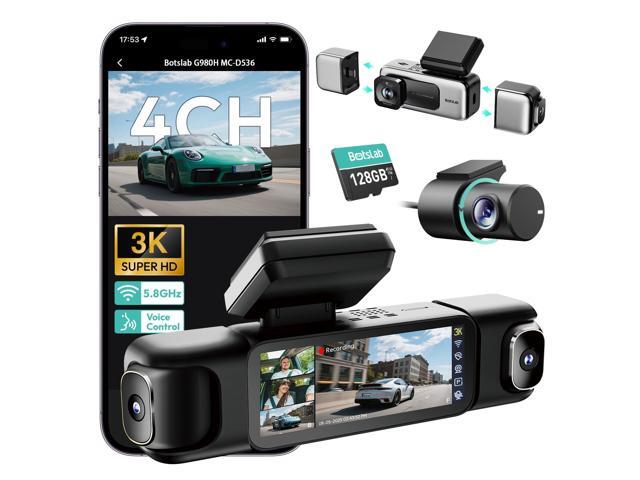 3K 4 Channel Dash Cam, 360° All-Around View, Front/Rear/Inside Car Cameras with 3.18' Touch Screen, Dash Camera 24/7 Parking Mode, Built-in GPS,...