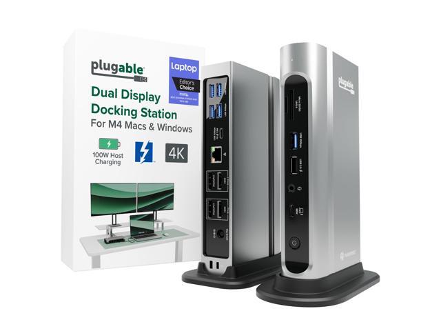 16-in-1 Thunderbolt 4 Dock Dual 4K Monitors for M4/M5 MacBook Air/Pro, 100W Charging, 2X HDMI, 2X DisplayPort, 2.5G Ethernet, 7X USB, MicroSD/SD.