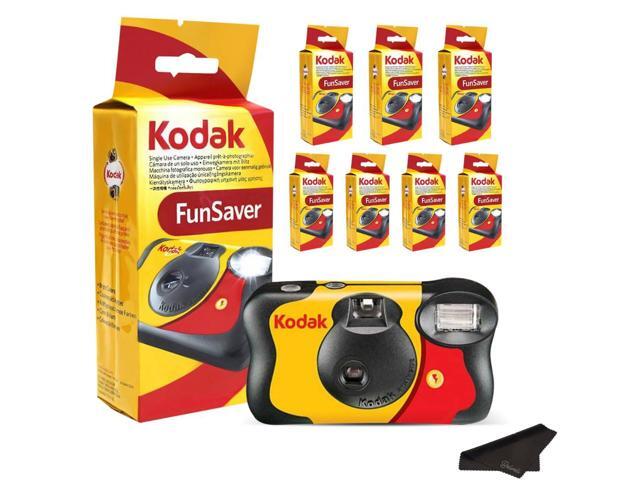 Kodak Funsaver Disposable Camera Bulk one time Single use 7-Pack 27exp 35mm Camera Bundled with Premium Microfiber Cloths - Bulk Kodak Disposable.