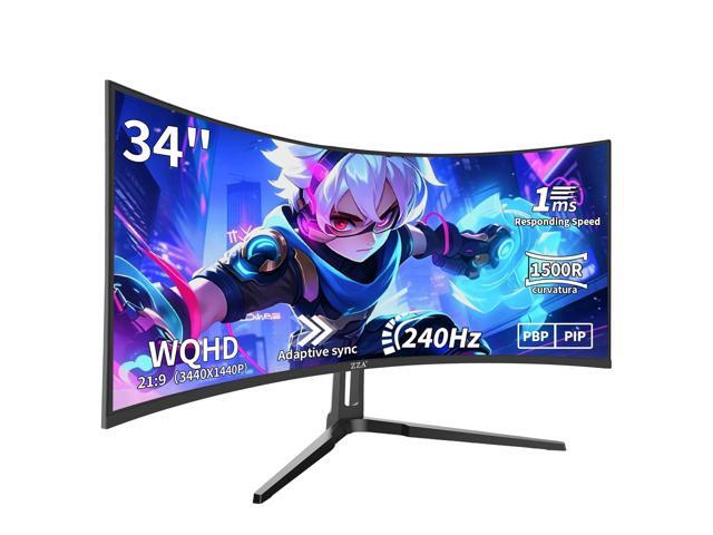 34 Inch Curved Gaming Monitor, 3440x1440 UltraWide WQHD 240Hz, 1ms, Adaptive-Sync, HDR Display, 1500R, Bezel-Free Design, Eye Care, VESA Mount, for...