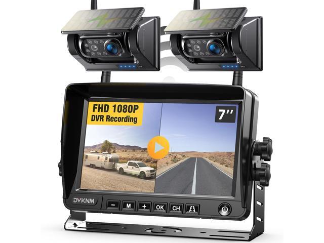 2 Magnetic Solar Wireless Backup Camera HD1080P 3 Mins DIY Installation DVR 7' IPS Monitor Rechargeable Reverse Camera System for Hitching.