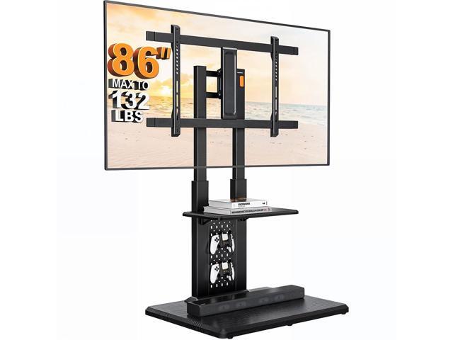 Floor TV Stand with Mount for 32-86' TVs up to 132 lbs, Tall TV Stand with Pegboard and 6 Height Settings, TV Swivel Stand with Wooden Base, Max...
