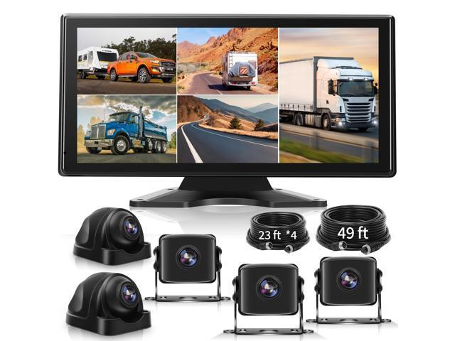 5 Channel Backup Camera System for Truck & RV 10.36 IPS Touch Screen Monitor with 5 1080P HD Cameras, Smart BSD Alert, DVR Loop Recording, IP69.