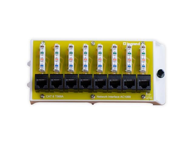 Legrand - OnQ Cat 6 Network Interface Module - Compatible with All OnQ Enclosures - 8-Port Ethernet Connectivity for Home Networks, UL Listed (AC1068)