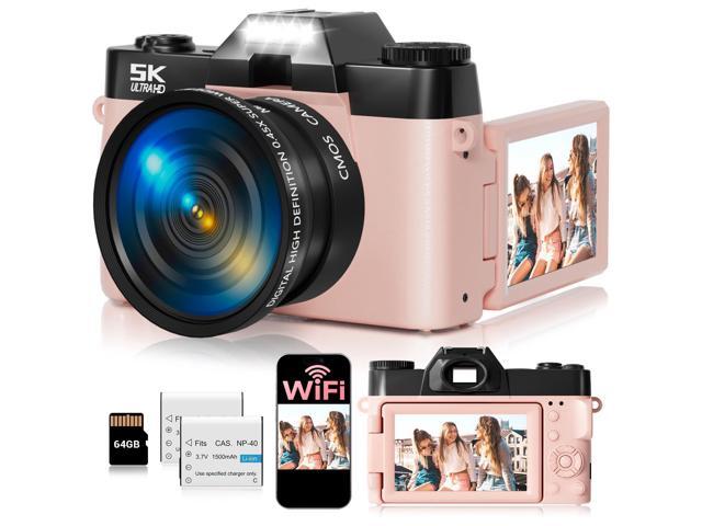 5K Digital Camera for Photography,UHD 75MP WiFi Vlogging Camera for YouTube,Compact Camera with 3' 180°Flip Screen,64GB SD Card,16X Digital Zoom,2.