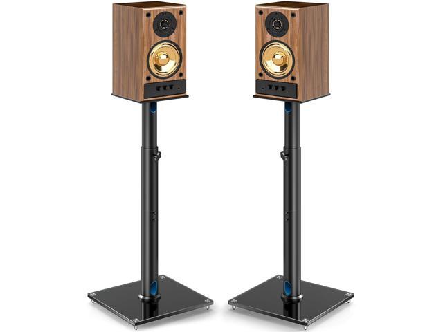 Universal Speaker Stands for Surround Sound with 360° Swivel,Height Adjustable Bookshelf Speakers Stand from 32' to 43' with Cable Management,...