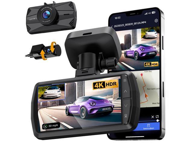 4K Dash Cam Front and Rear, Built-in WiFi GPS, 3' IPS Screen, HDR Night Vision Dash Camera for Cars, G-Sensor App Control, Emergency Lock, Accident...