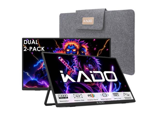 Dual Portable 2-Pack 15.6'' FHD 1080p Monitor Extender for Laptop USB-C HDMI Office Ultra-Slim IPS Display, 180° Kickstand Built-in Speakers for...