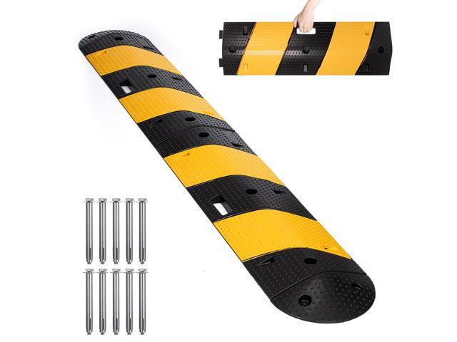 Rubber Speed Bump 6 Feet Rubber Driveway Modular Heavy Duty Speed 72.4 x 12 x 2.4 Inch Cable Protector Ramp for Garage Gravel Roads Asphalt...