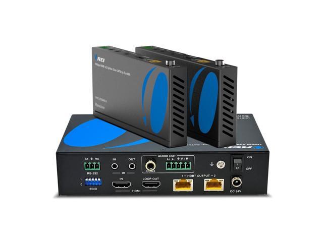 4K 1x2 HDMI Extender Splitter HDBaseT Over Single Cable CAT6/7 4K@60Hz 4:4:4 HDCP 2.2 with IR Remote EDID Management, HDR - Up to 400 Ft - Loop Out...