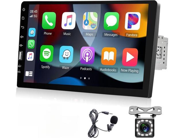 Single Din CarPlay & Android Auto Car Radio, 9-Inch Touch Screen Car Stereo with Bluetooth, Mirror Link, FM/AM Audio, GPS, USB,EQ,Backup Camera.