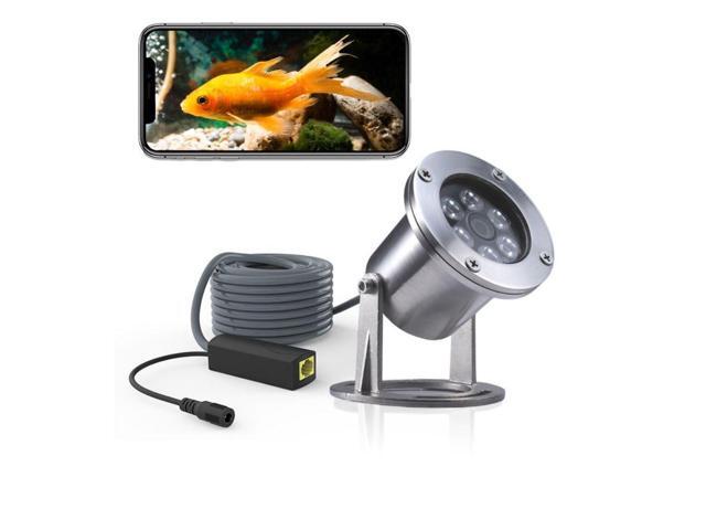 Underwater Cameras 304 Stainless Steel IP68 5MP 2592×1944 POE IP Camera 32Ft Cable Koi Pond Camera