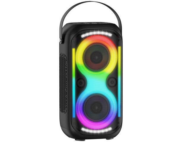 Bluetooth Speaker 160W Loud Wireless Outdoor Portable Big Powerful Deep Bass Sound TWS Large Home Party Speakers with Subwoofer LED Lights(Black)