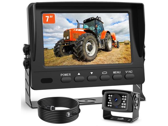 1080P Wired Backup Camera System for Tractors and Farm Trucks 7' HD Monitor with Waterproof Rear View Camera, IR Night Vision, Vibration-Proof 10G.