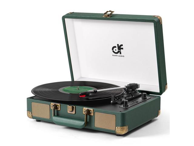 Bluetooth Record Player, 3-Speed Portable Suitcase Turntable with Built-in Speakers, USB Recording to MP3, RCA Line Out, AUX Input, Headphone Jack,.