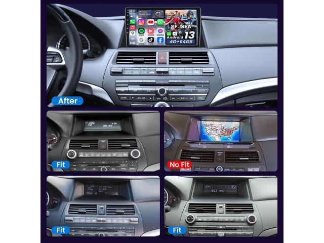 [8Core 4GB+6GB] Car Radio for Honda Accord 2008-2012: 10.1' 1280 * 800 HD Touch Screen Stereo with Wireless CarPlay Android Auto Bluetooth GPS FM.