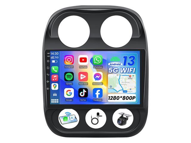 [8core] Car Radio Stereo for Jeep Patriot Compass 2010-2016: 10in 1280 * 800 IPS HD Touch Screen Replacement with Wireless CarPlay Android Auto GPS.
