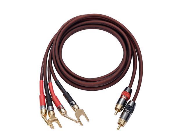 Audiophile Hi-Fi 14 Gauge OFC Speaker Cable with RCA Male (Black & Red) to 2 Bananas Plugs, 2 pack/1pair, (5M(16.5FT), 1 Pair(RCA to 2 Y Spade))