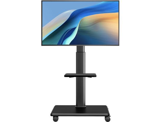 Universal Floor TV Stand, Portable Rolling Floor TV Mount with Wheels, 80 Degree Swivel Height Adjustable for 27 to 65 Inch LCD LED OLED TVs, Holds...