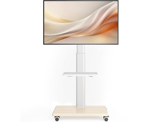 Universal Floor TV Stand, Portable Rolling Floor TV Mount with Wheels, 80 Degree Swivel Height Adjustable for 27 to 65 Inch LCD LED OLED, Holds up.