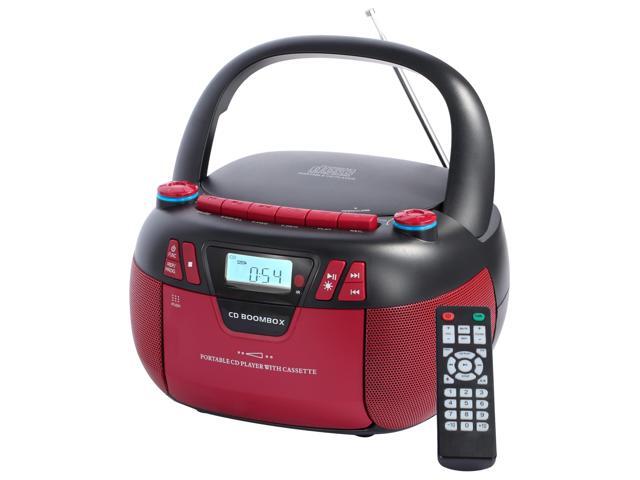 Boombox CD Player with Bluetooth and Cassette Player Portable AM/FM Radio, MP3/USB/AUX Input, Stereo Sound System with Recorder, AC & Battery...