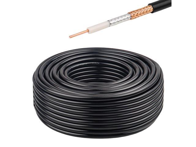RG8X Coaxial Cable 100FT 50 Ohm - Solid Copper Core, PVC Jacket, Low Loss, Ideal for Antenna, CB Radio, and Ham Radio Applications